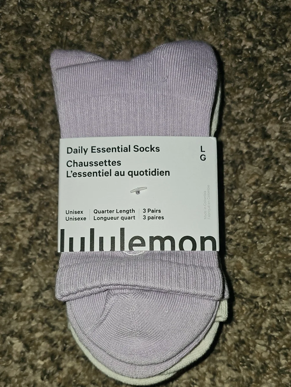 Lululemon Daily Essential Socks! Quarter Length! 3 Pack,nwts! LLAY/LTIV/CACH